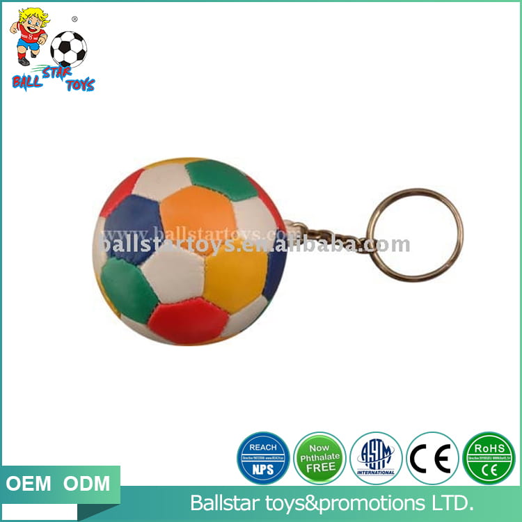 5 cm Stuffed vinyl leather colorfull soccer ball keychain